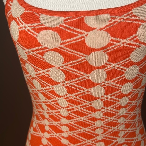 Hera Collection NWT Bodycon Sweater Maxi Dress – Orange Geometric Print, Size L - Picture 4 of 7